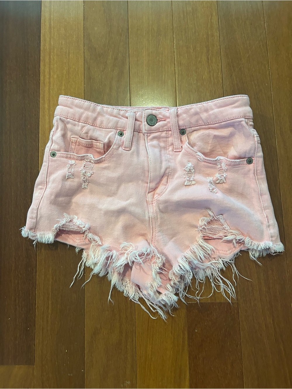 Mossimo Womens Shorts 00 Solid Pink High Rise Booty Cutoff Distressed